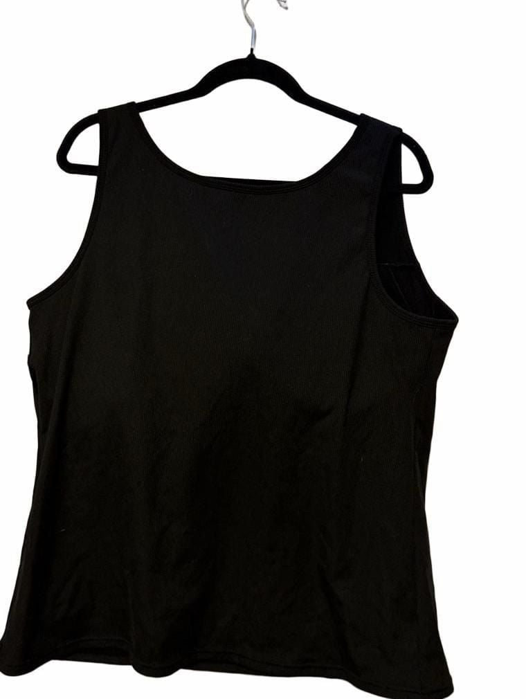Built-In Bra Tank Top Size 4XL Black Ribbed 6