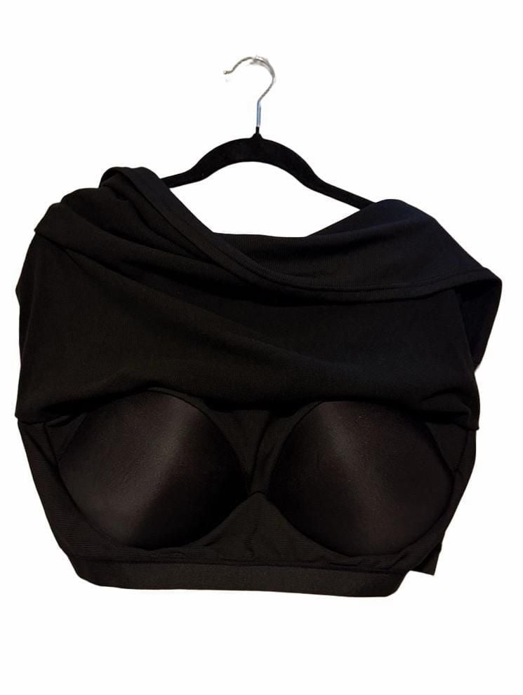 Built-In Bra Tank Top Size 4XL Black Ribbed 7