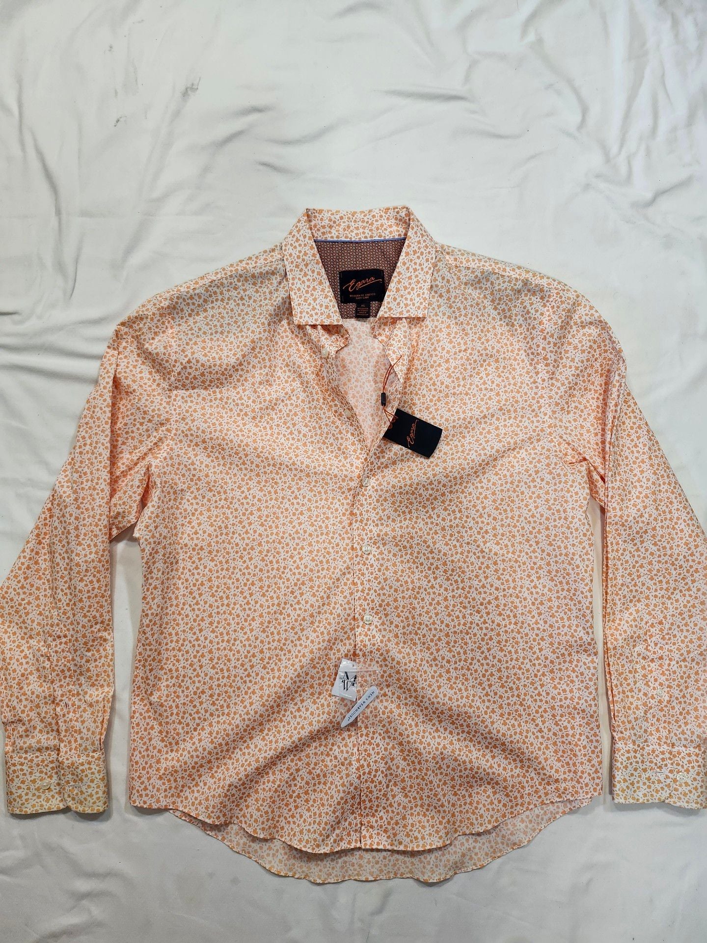 Egara Dress Shirt Size XL Orange Floral Long Sleeve 2
