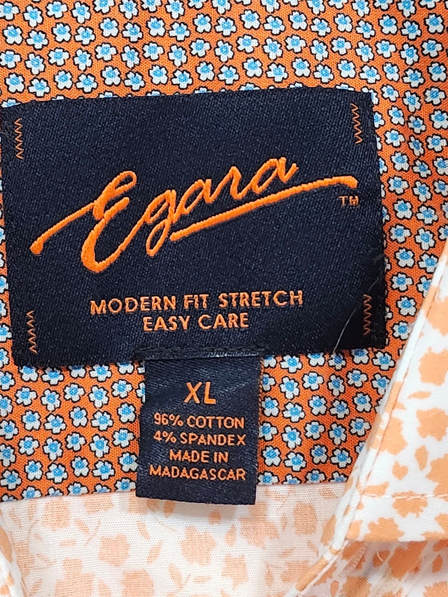 Egara Dress Shirt Size XL Orange Floral Long Sleeve 3