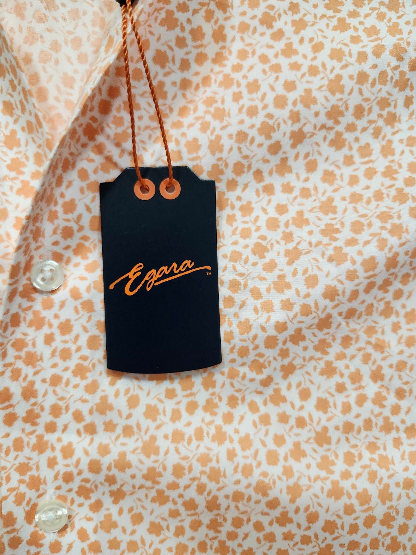 Egara Dress Shirt Size XL Orange Floral Long Sleeve 4