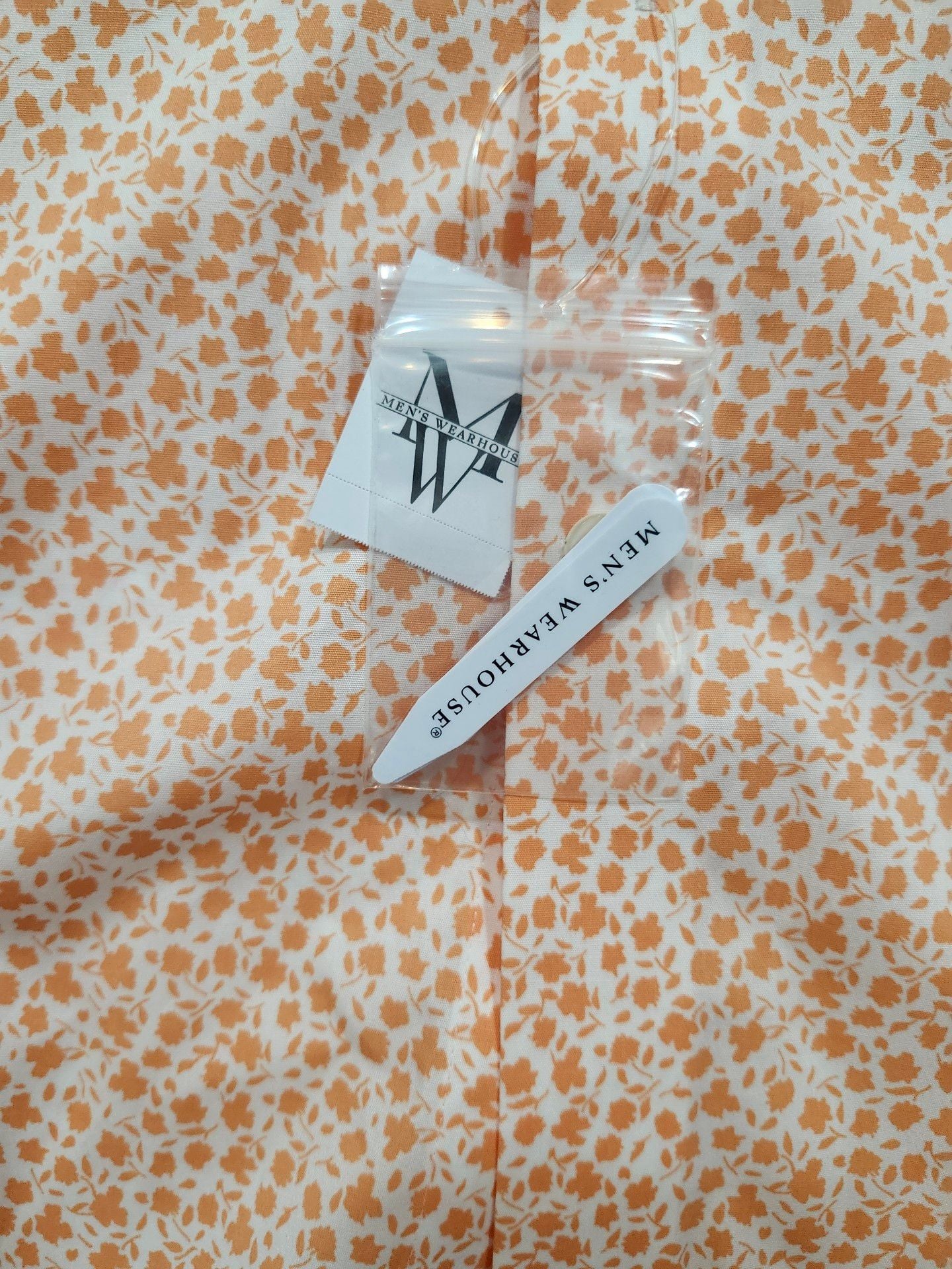 Egara Dress Shirt Size XL Orange Floral Long Sleeve 6