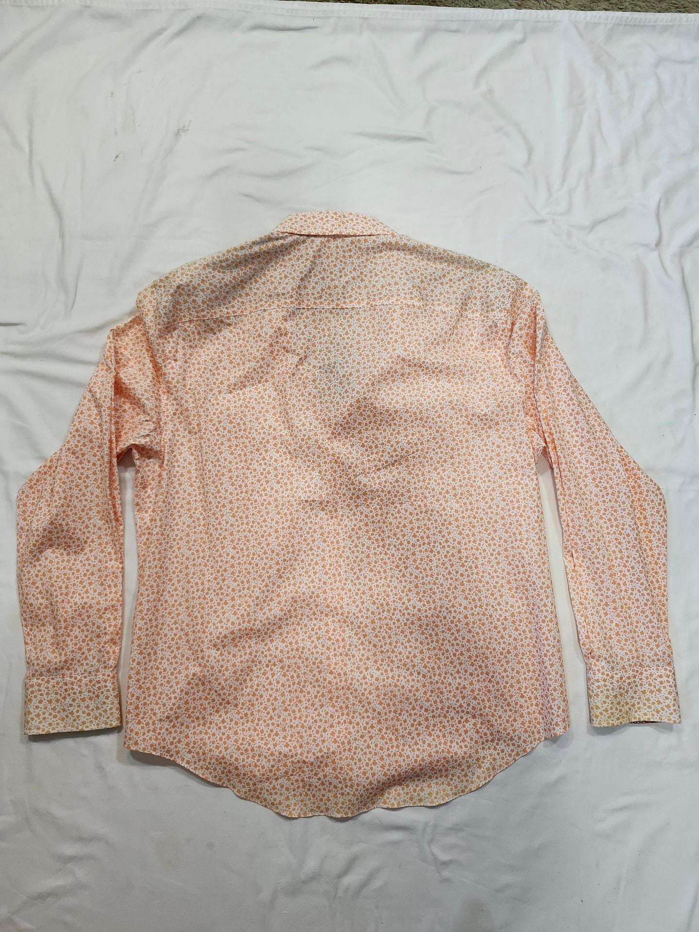 Egara Dress Shirt Size XL Orange Floral Long Sleeve 9