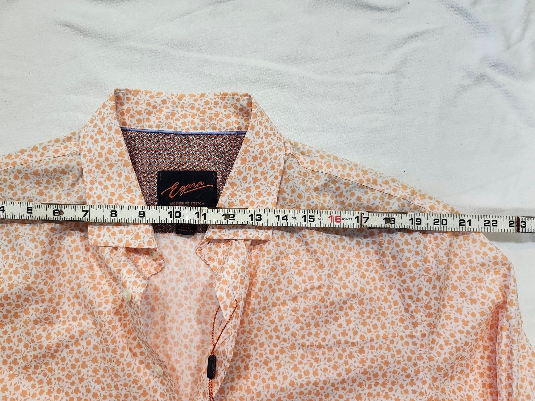 Egara Dress Shirt Size XL Orange Floral Long Sleeve 8