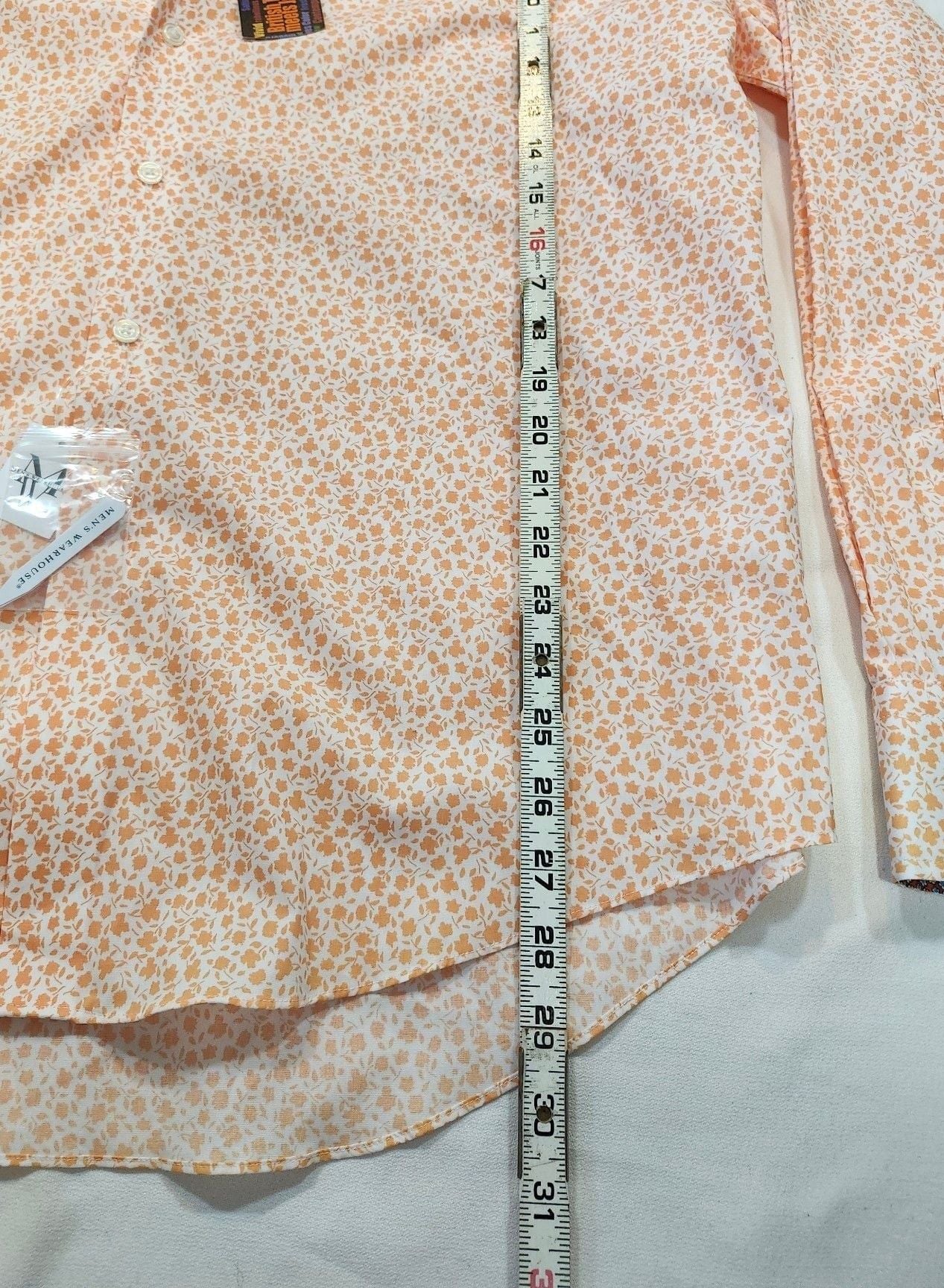 Egara Dress Shirt Size XL Orange Floral Long Sleeve 7