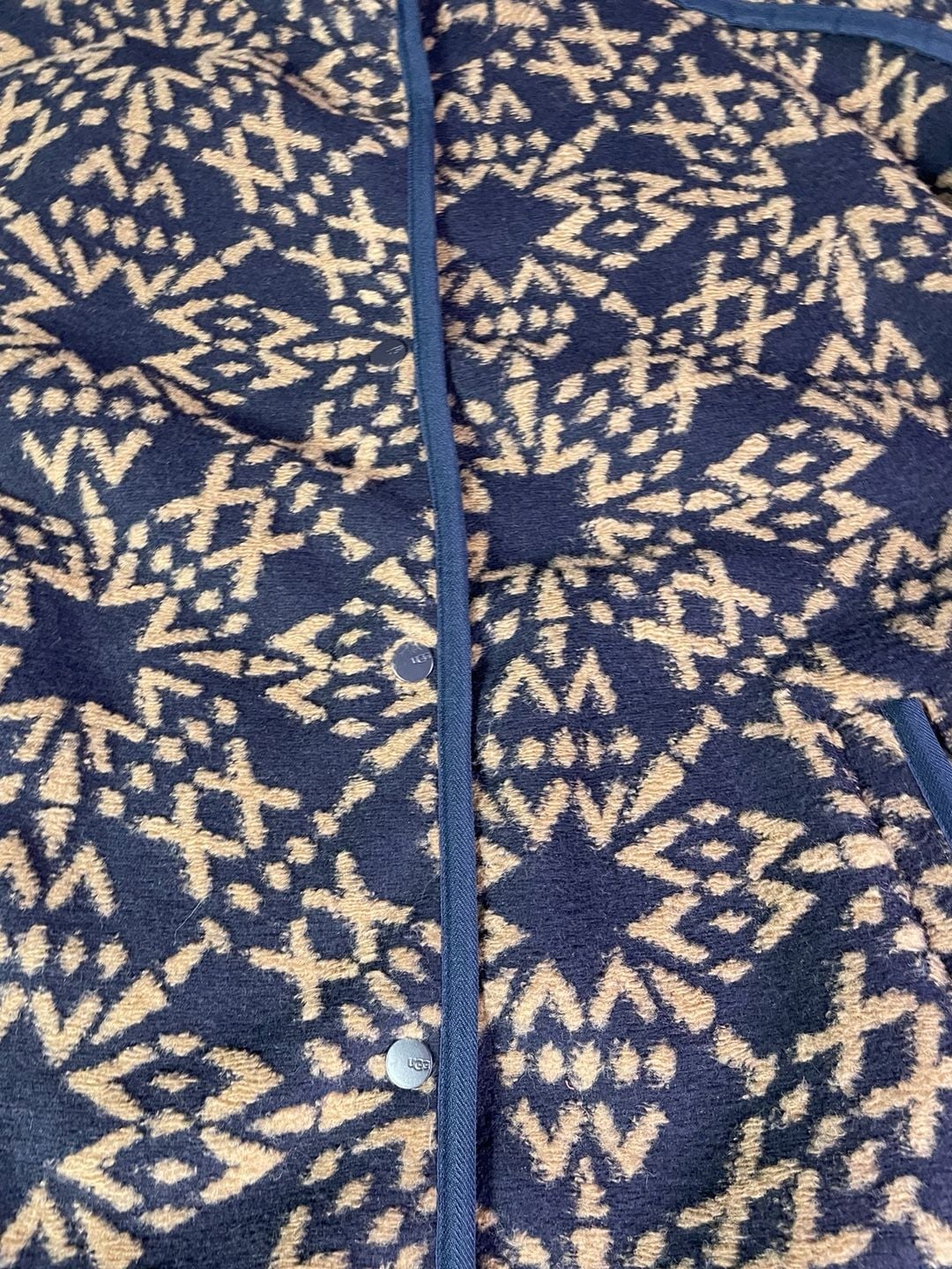 UGG Brigh Snap Fleece Jacket Size M Fair Isle Pattern 8