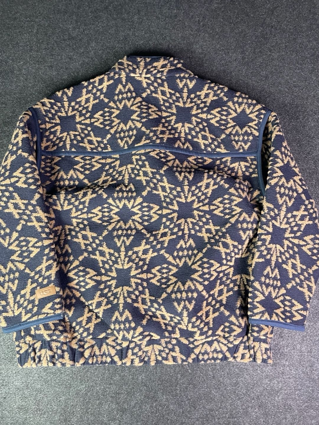 UGG Brigh Snap Fleece Jacket Size M Fair Isle Pattern 9