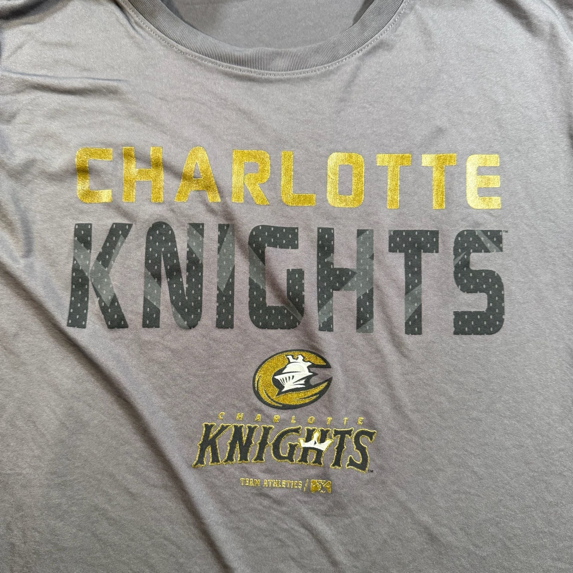 Charlotte Knights Minor League Baseball Gray Gold Graphic T-Shirt Unisex 3