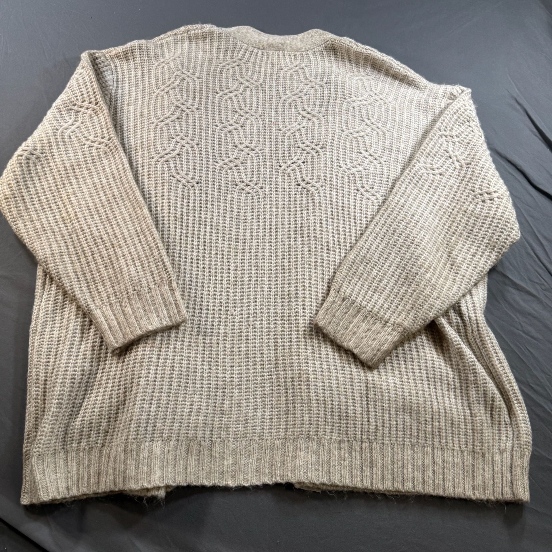 Ava & Viv Women's 4X Beige Cable Knit Open Front Chunky Cardigan Sweater 8