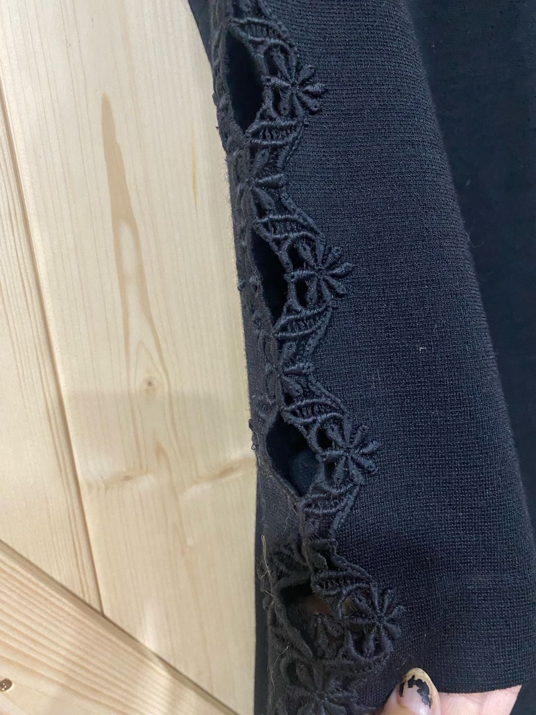 Bleeker Street Vintage Mock Neck Dress Black Lace Sleeve S/M 3