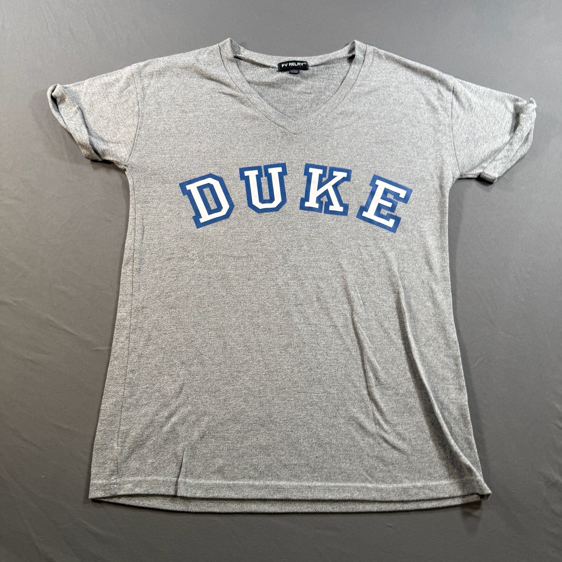 FV Relay Duke University Blue Devils Women's Large Gray V Neck Graphic T-Shirt 2