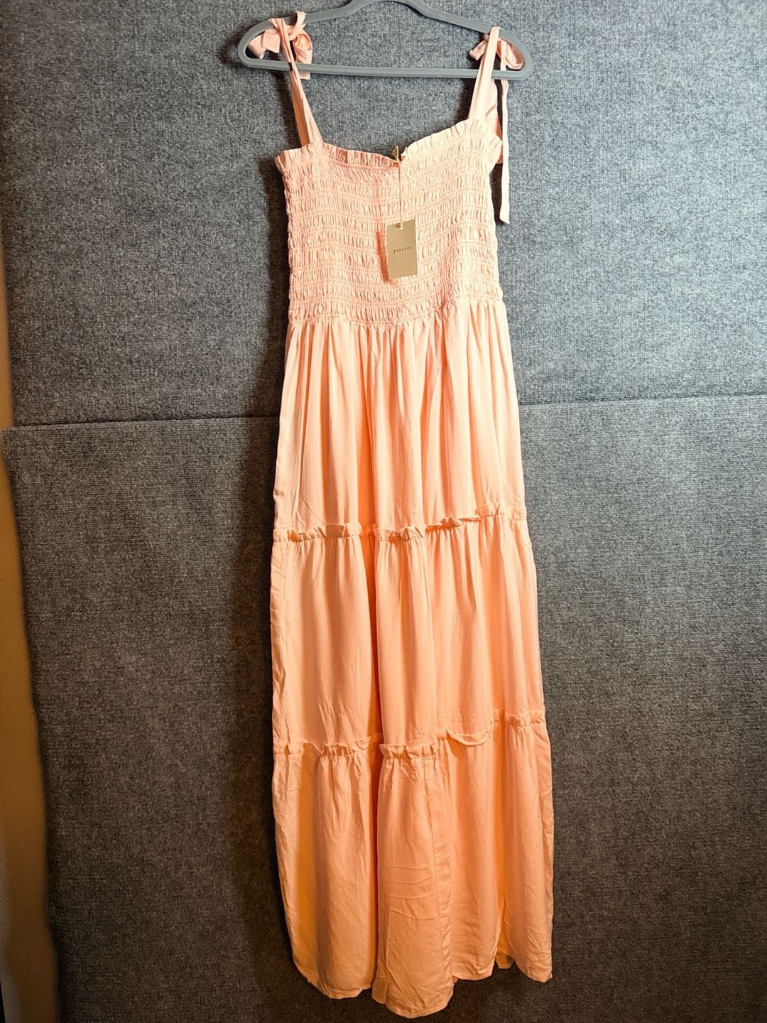 Paneros Peach Smocked Tiered Maxi Dress 2