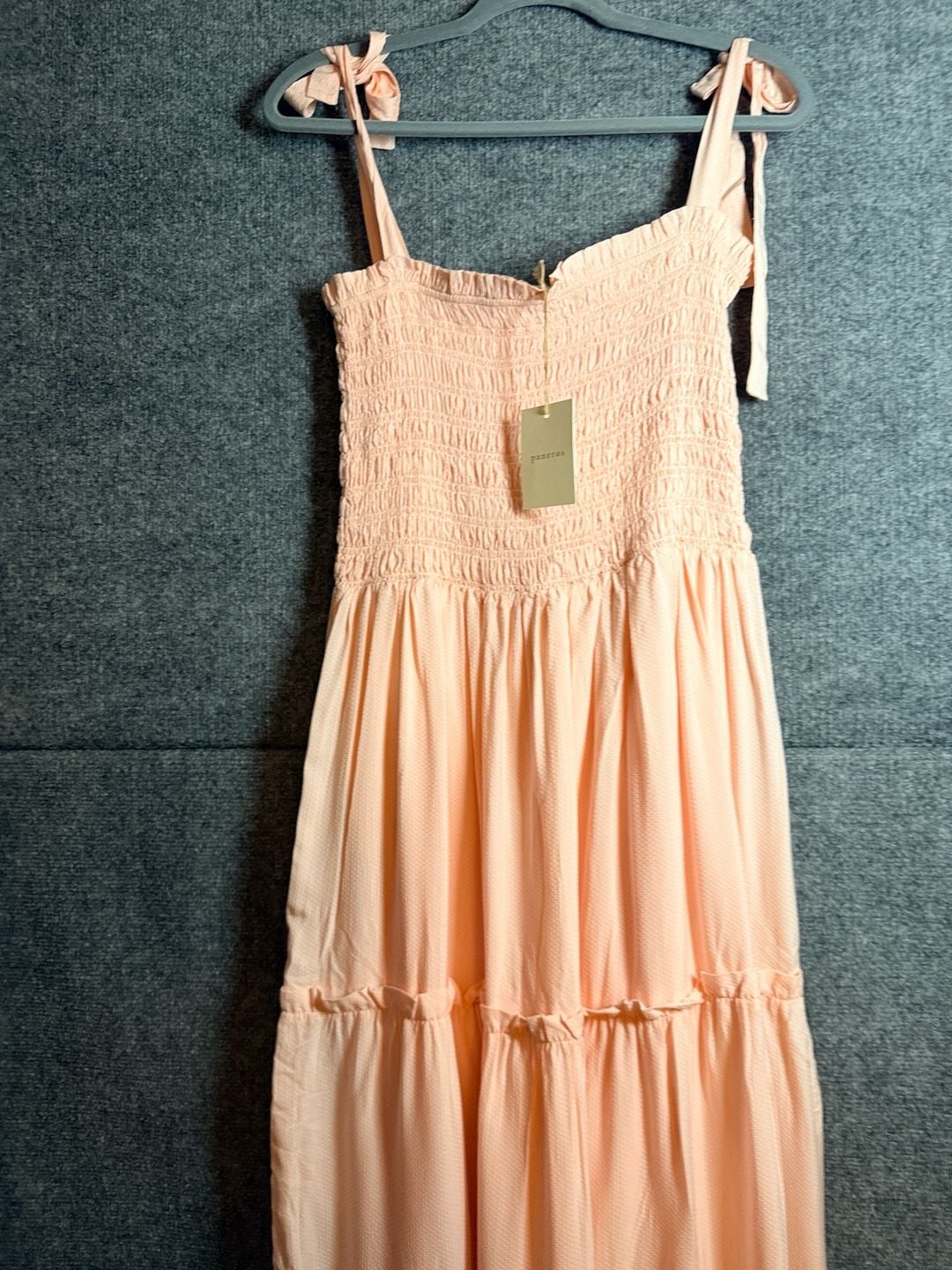 Paneros Peach Smocked Tiered Maxi Dress 3