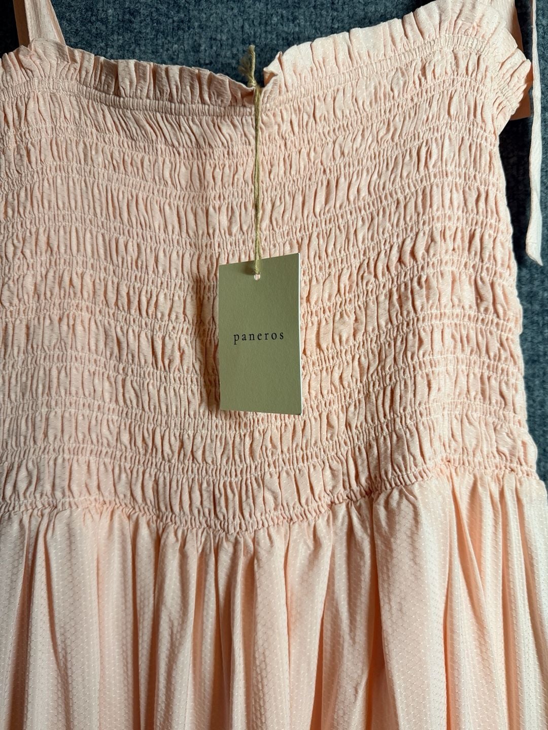 Paneros Peach Smocked Tiered Maxi Dress 4