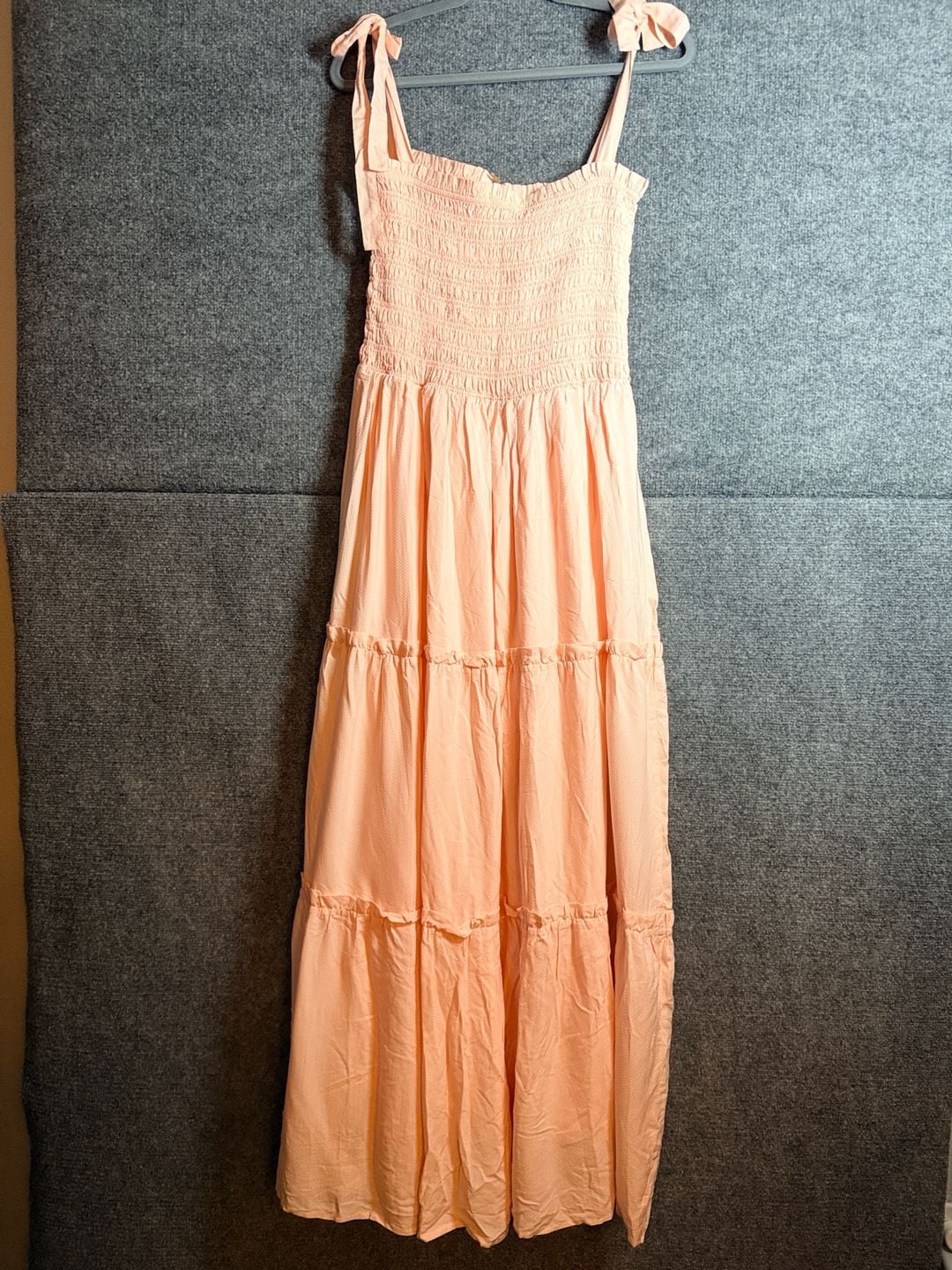 Paneros Peach Smocked Tiered Maxi Dress 5