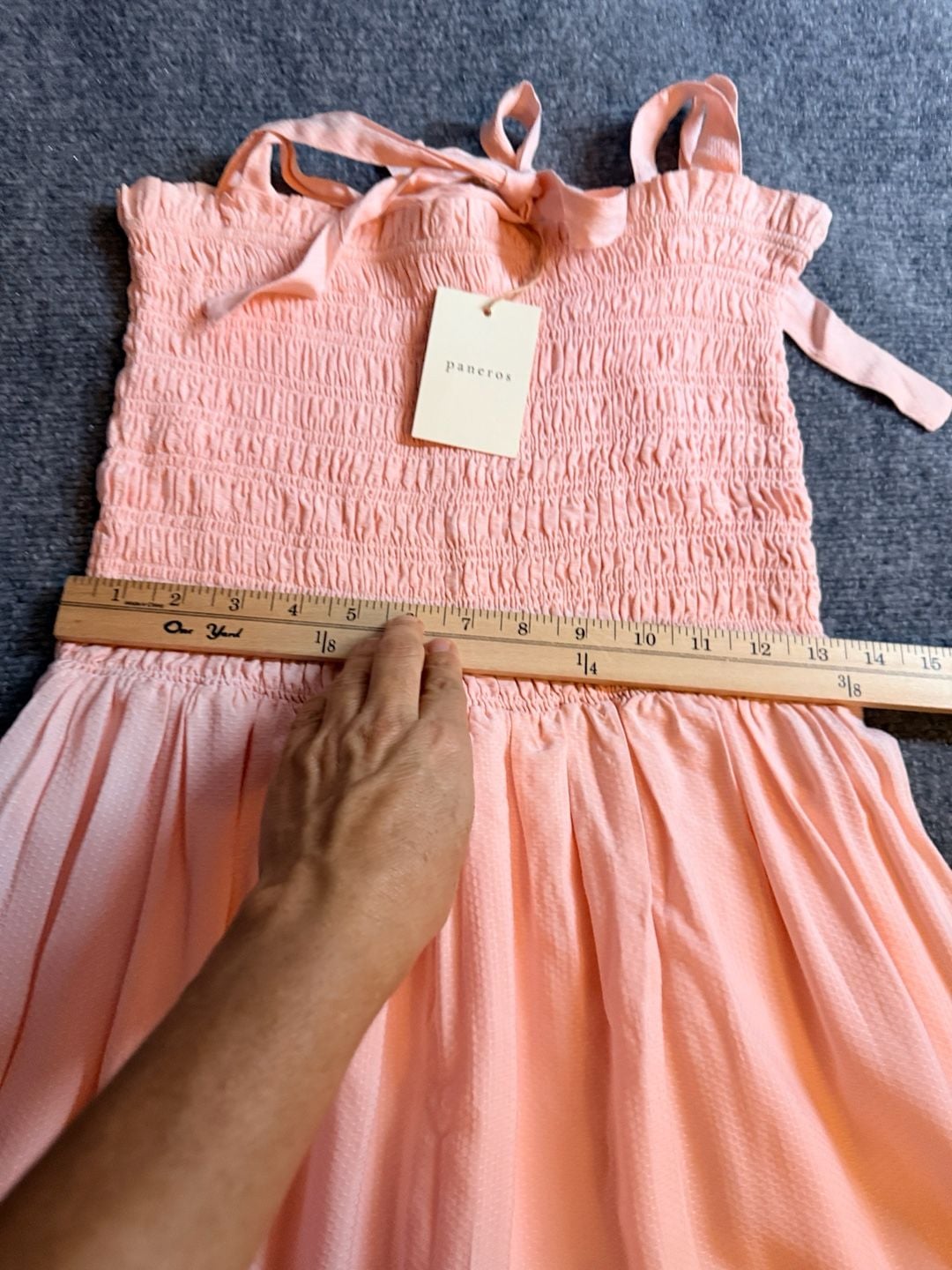 Paneros Peach Smocked Tiered Maxi Dress 6
