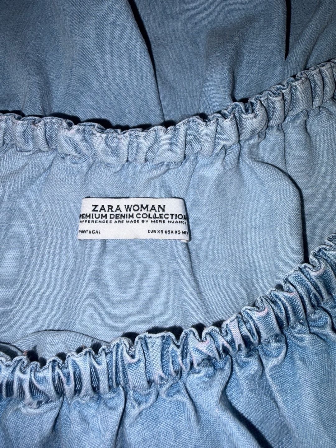 Zara Woman Off The Shoulder Mini Dress Tunic Ruffled Blue ..., 7