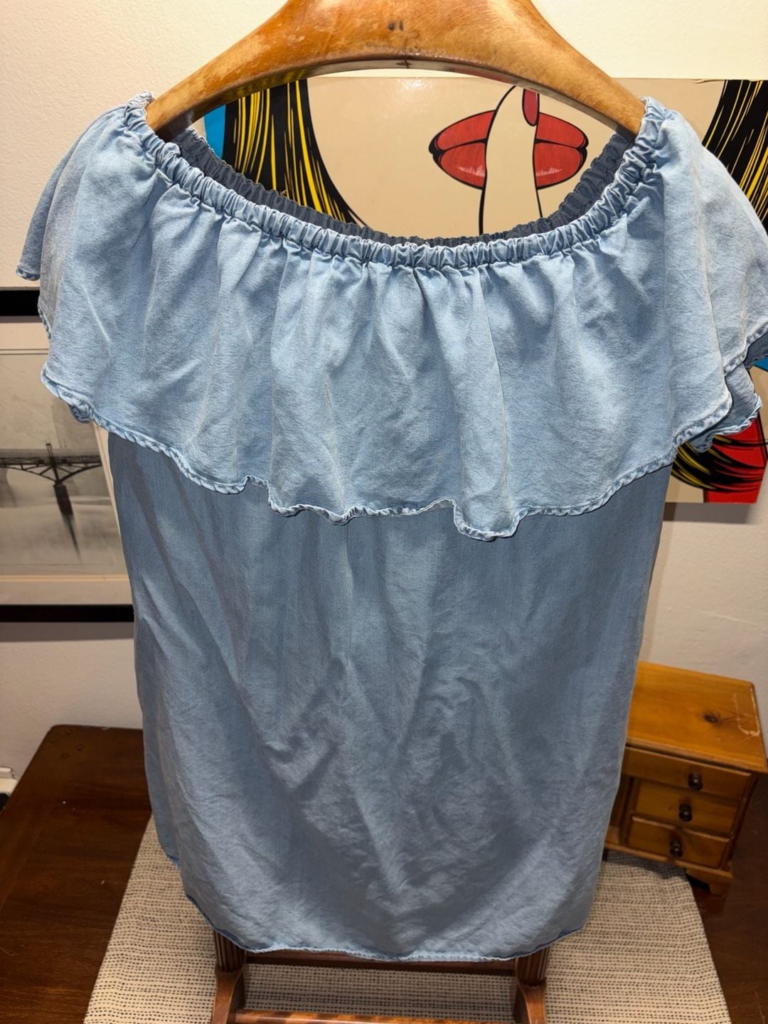 Zara Woman Off The Shoulder Mini Dress Tunic Ruffled Blue ..., 8
