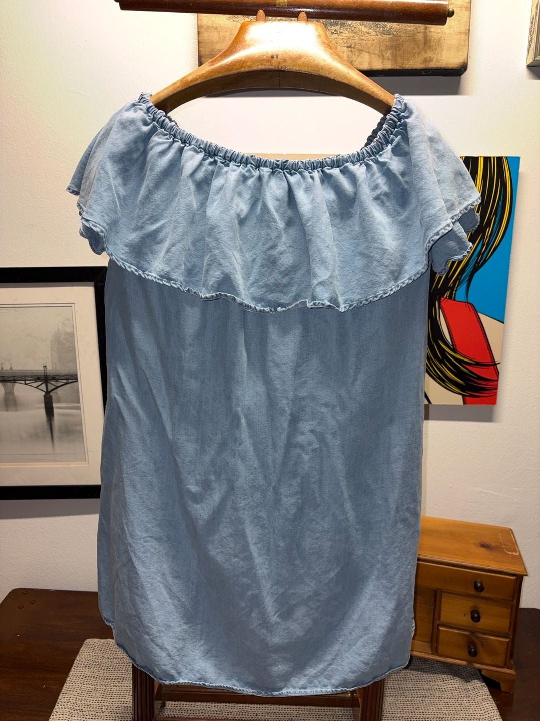 Zara Woman Off The Shoulder Mini Dress Tunic Ruffled Blue ..., 9