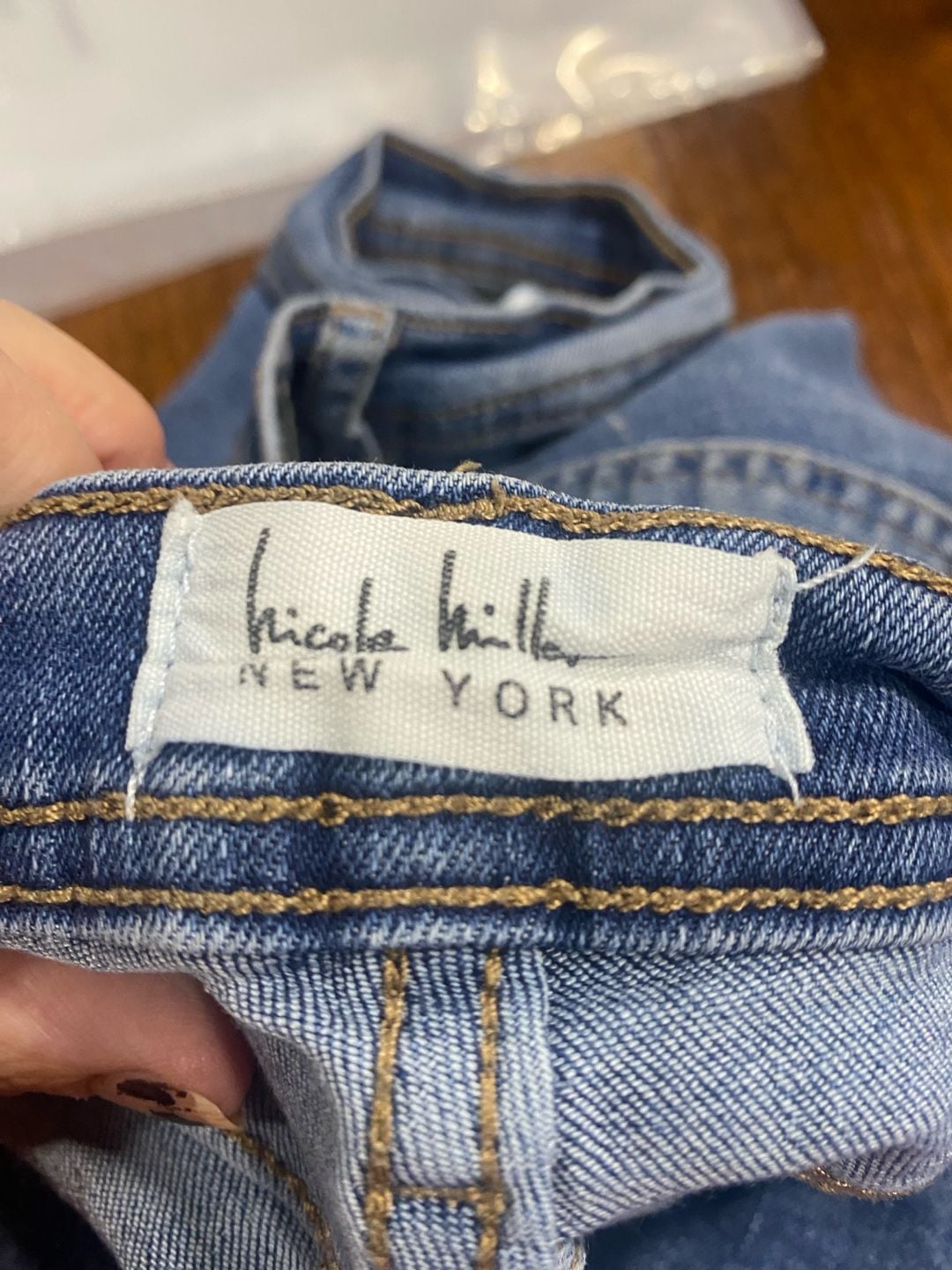 Nicole Miller New York Cargo Jeans Straight Leg Blue Pre-Owned size 12 10