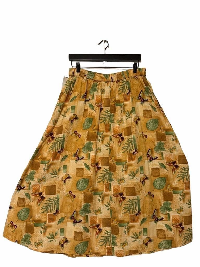 Vintage Butterfly Leaf Print Button Front Midi Skirt 5
