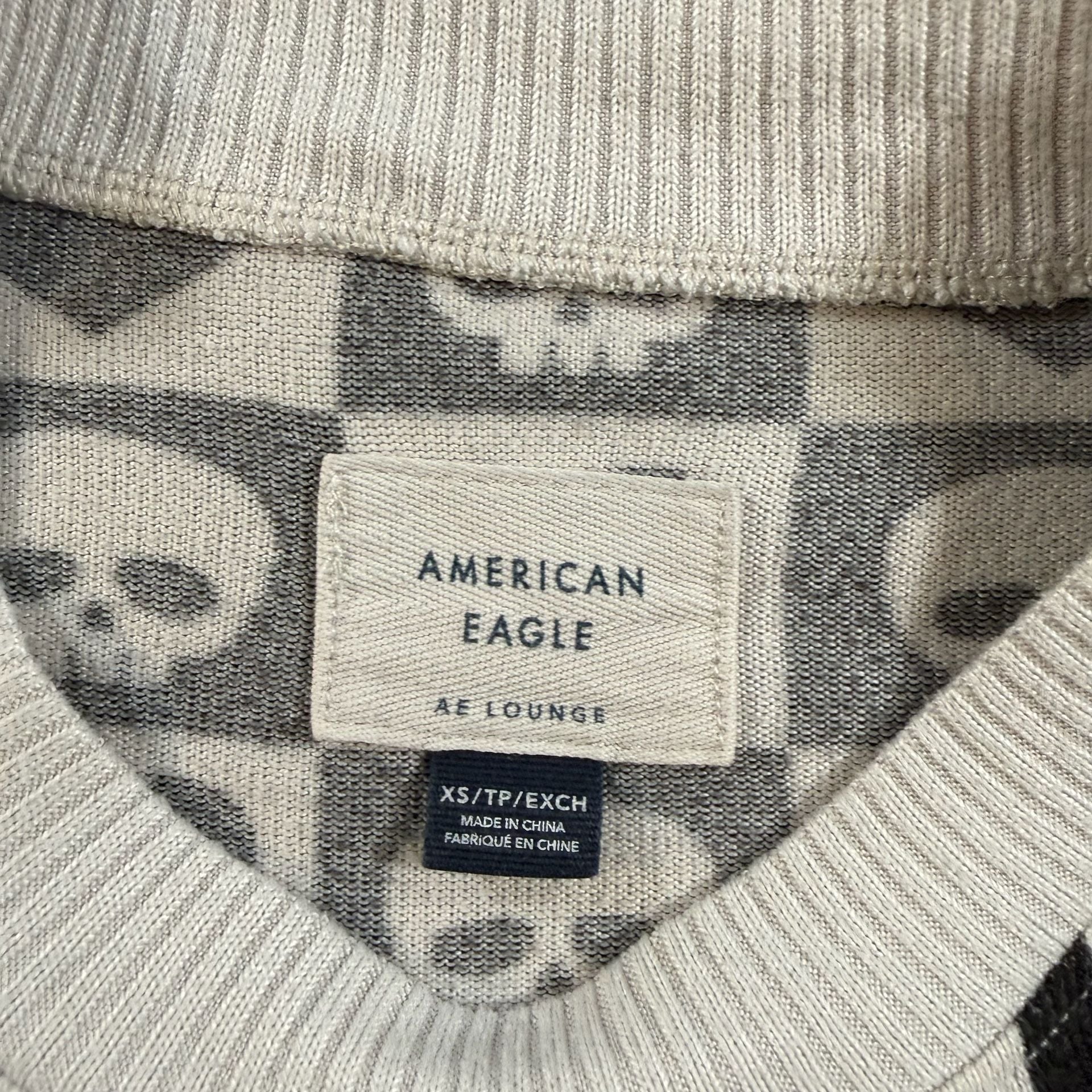 American Eagle AE Lounge Skull Heart Checkerboard Cropped Sweater XS Goth 3