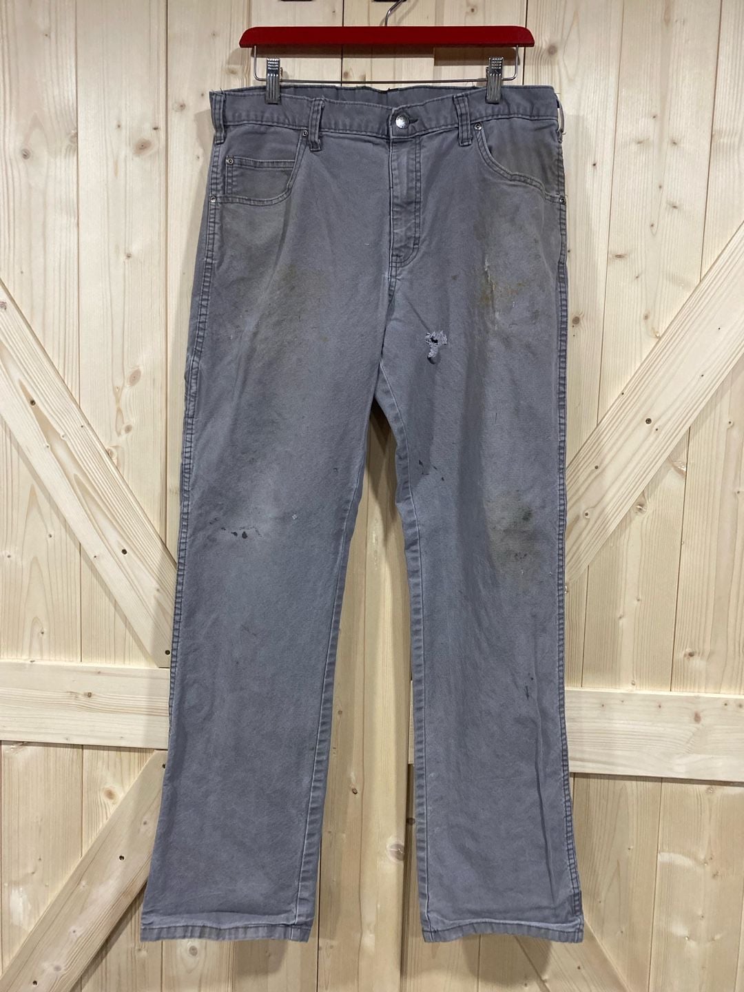 Dickies Utility Work Pants 34x34 Gray Canvas Relaxed Straight 2