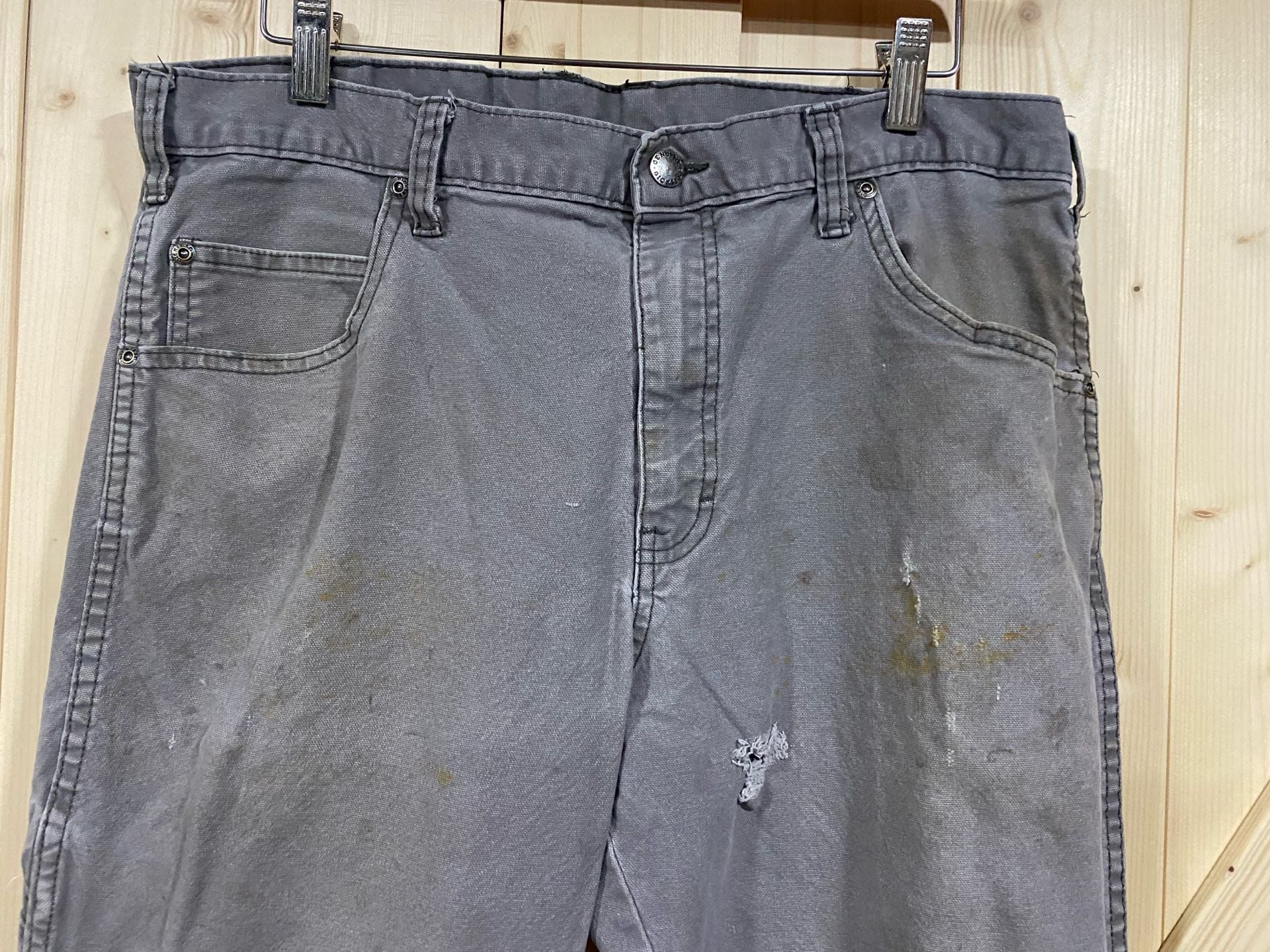 Dickies Utility Work Pants 34x34 Gray Canvas Relaxed Straight 4