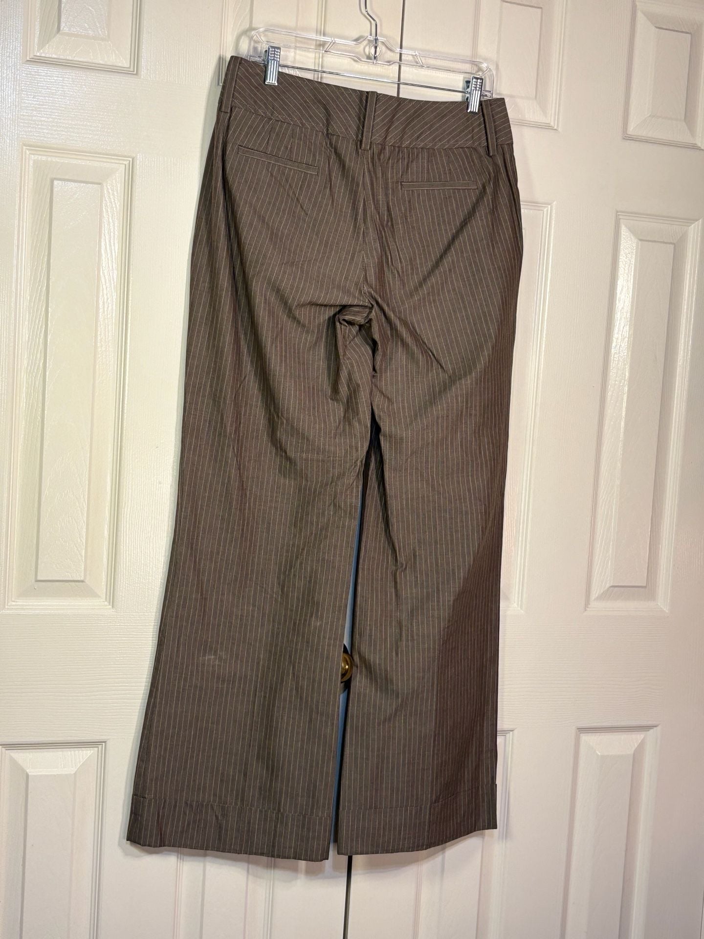 Banana Republic Jackson Fit Pants Size 8 Brown Pinstripe Wide Leg 8