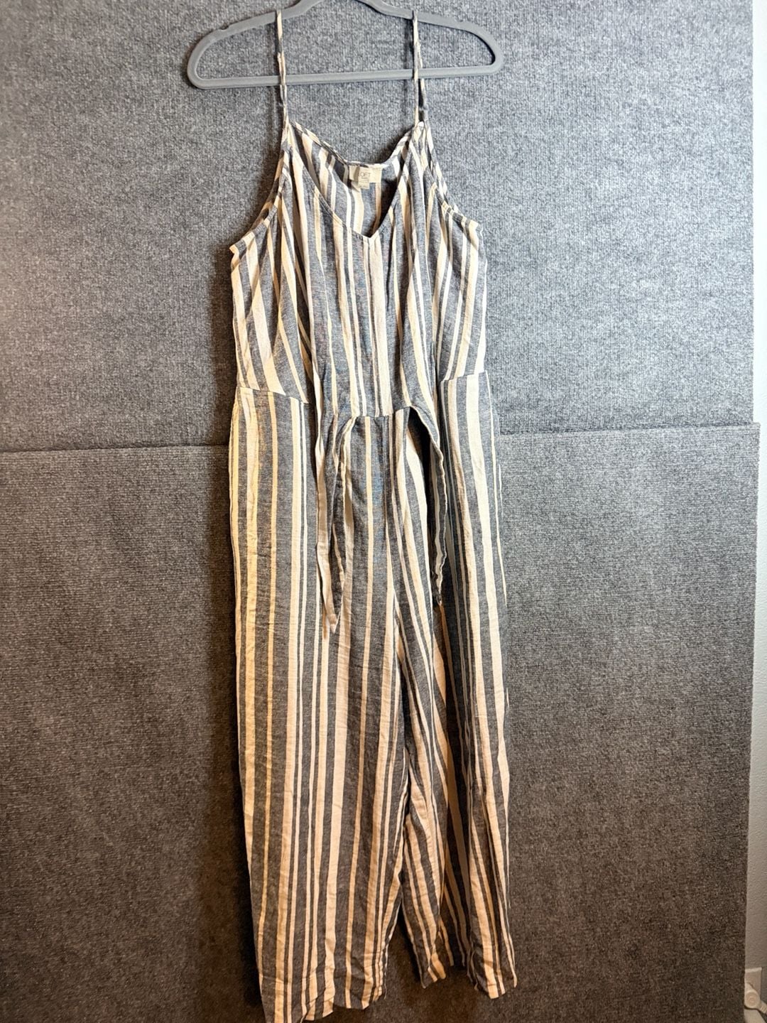 LOFT Outlet Striped Jumpsuit Size XL Blue White Tie Waist 2