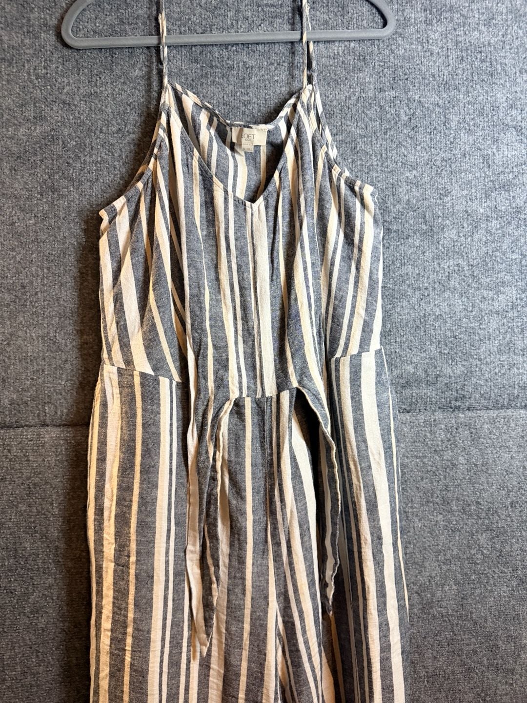 LOFT Outlet Striped Jumpsuit Size XL Blue White Tie Waist 3