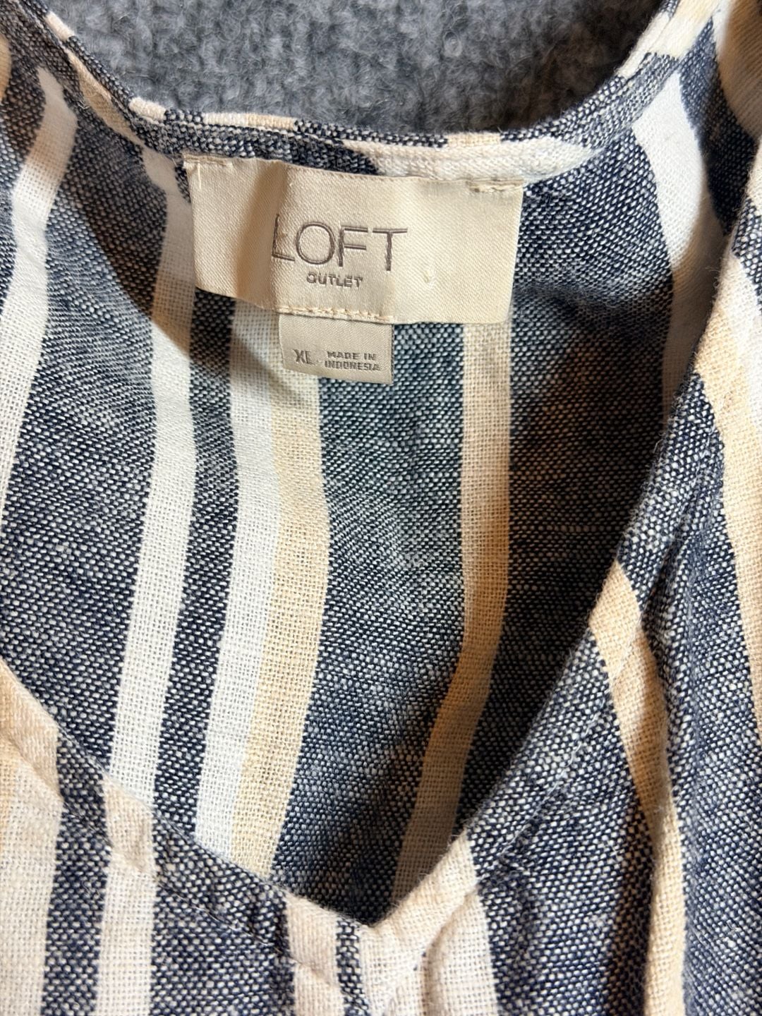 LOFT Outlet Striped Jumpsuit Size XL Blue White Tie Waist 4