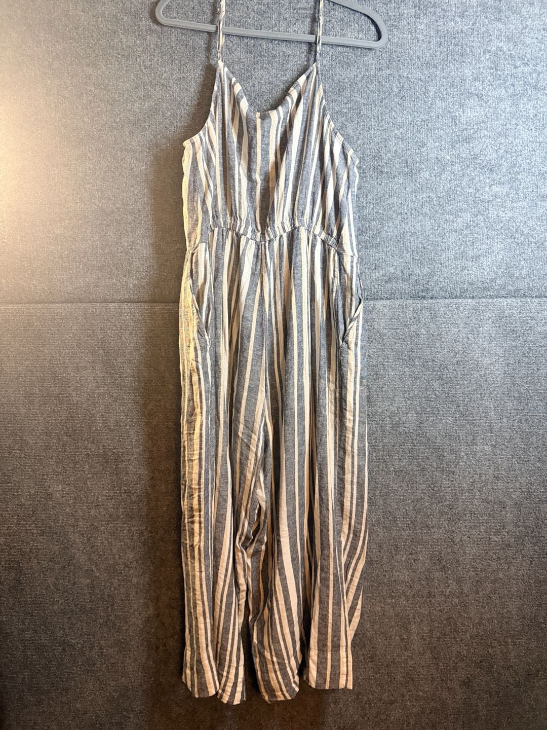 LOFT Outlet Striped Jumpsuit Size XL Blue White Tie Waist 5