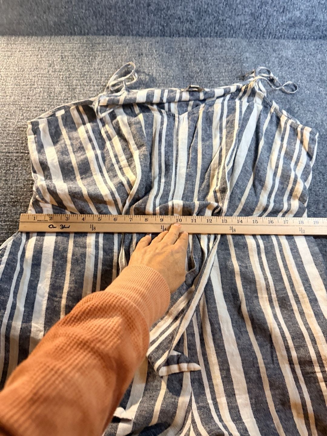 LOFT Outlet Striped Jumpsuit Size XL Blue White Tie Waist 6