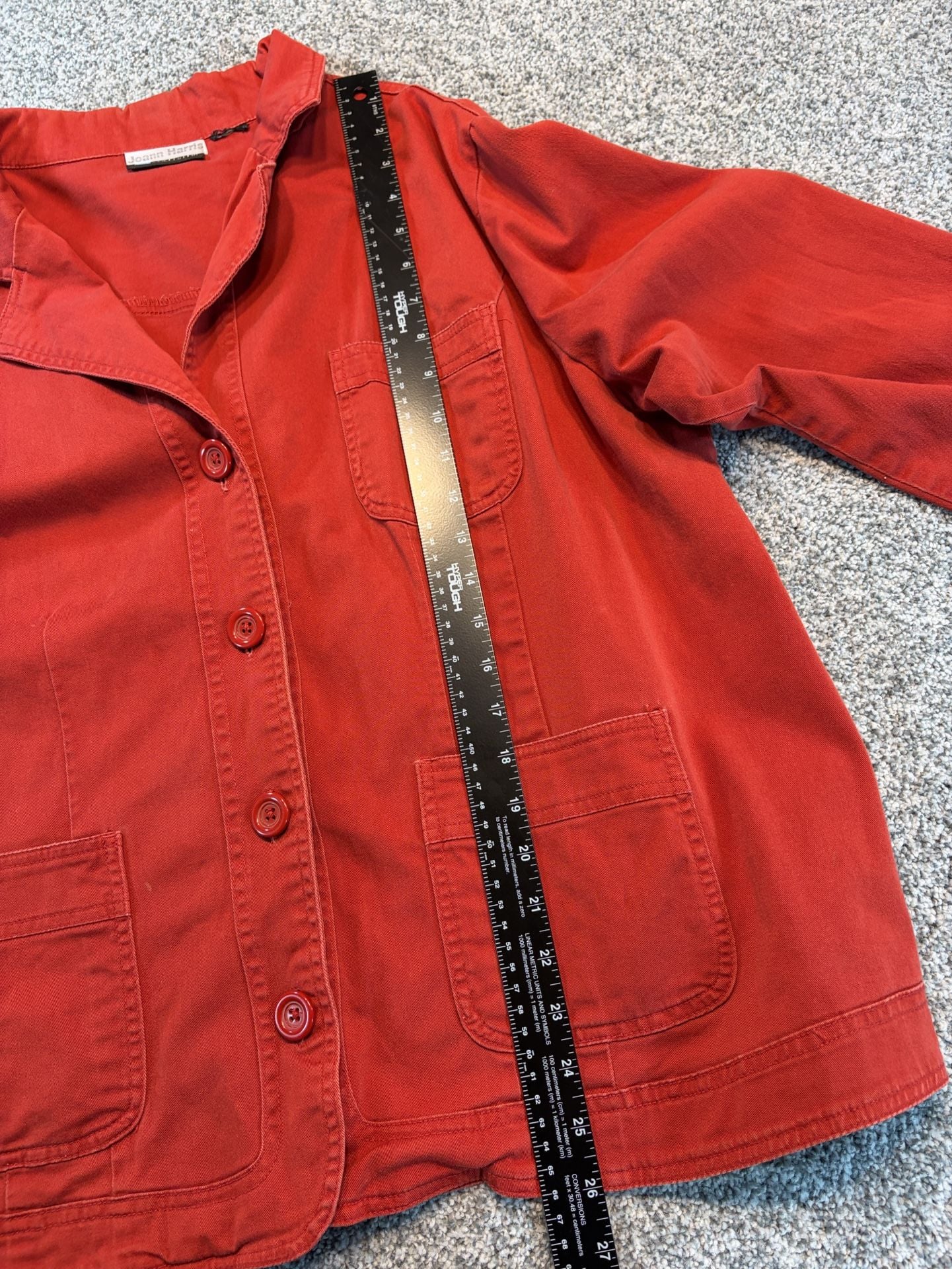 Joann Harris Relativity Red Cotton Women’s XL Utility Jacket 6