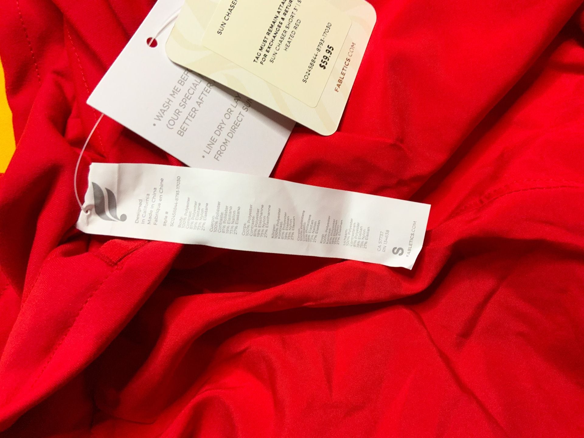 NWT Fabletics Activewear Set Red Sports Bra And 2 pairs of Shorts Women SizeS 5