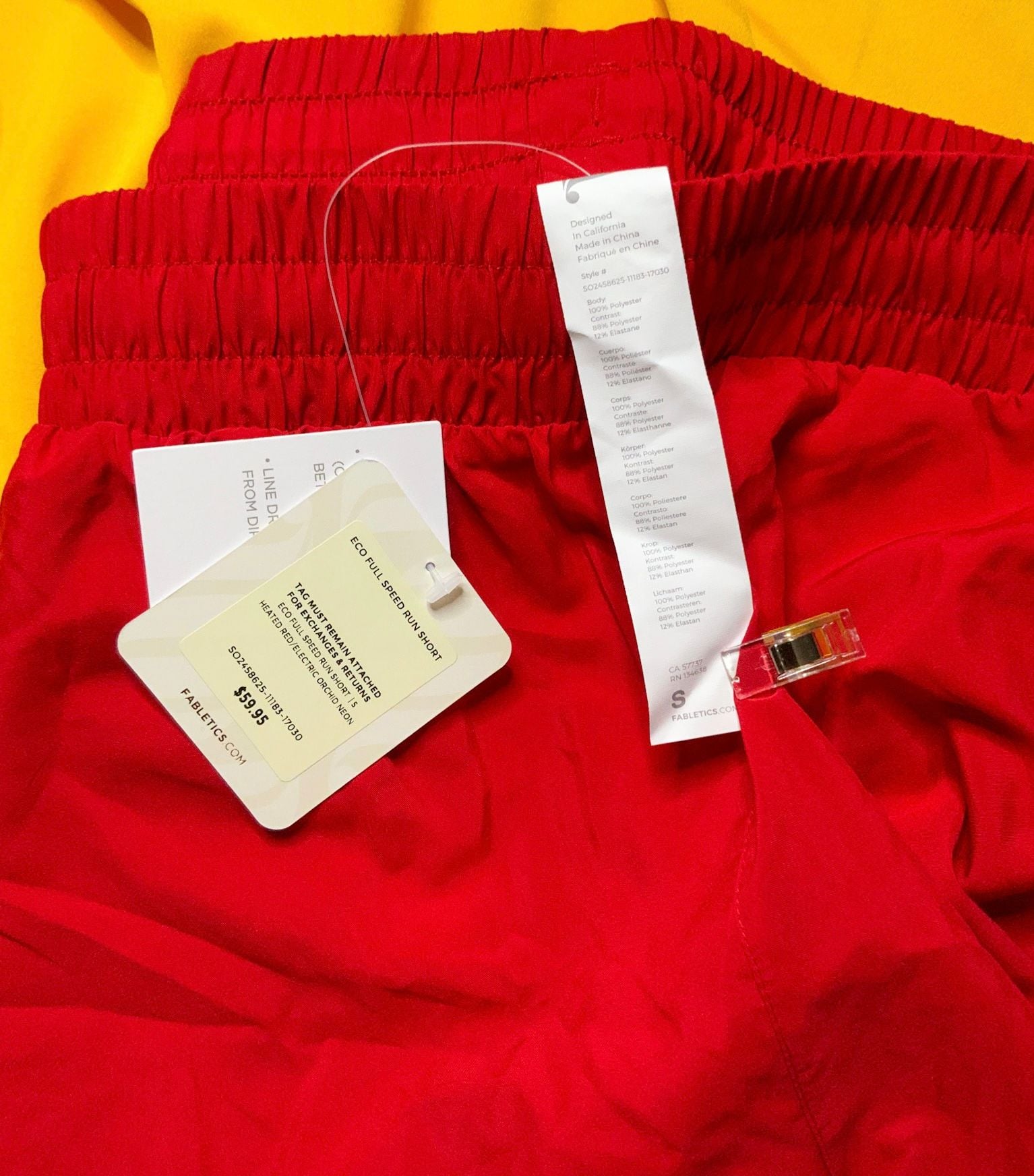 NWT Fabletics Activewear Set Red Sports Bra And 2 pairs of Shorts Women SizeS 7