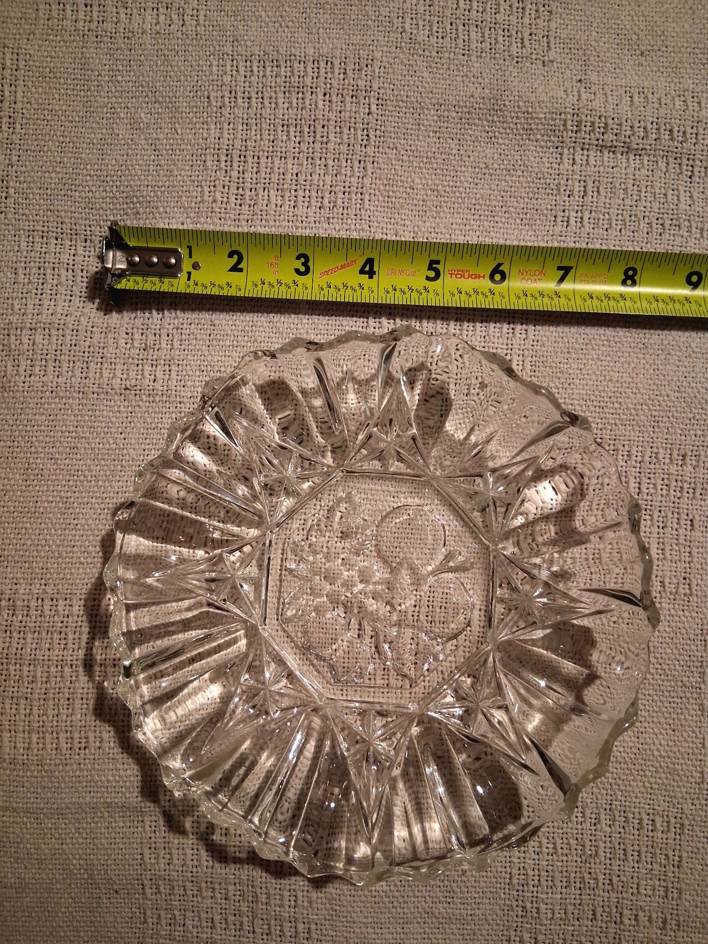 Clear Pressed Glass Dish With Floral Center 2