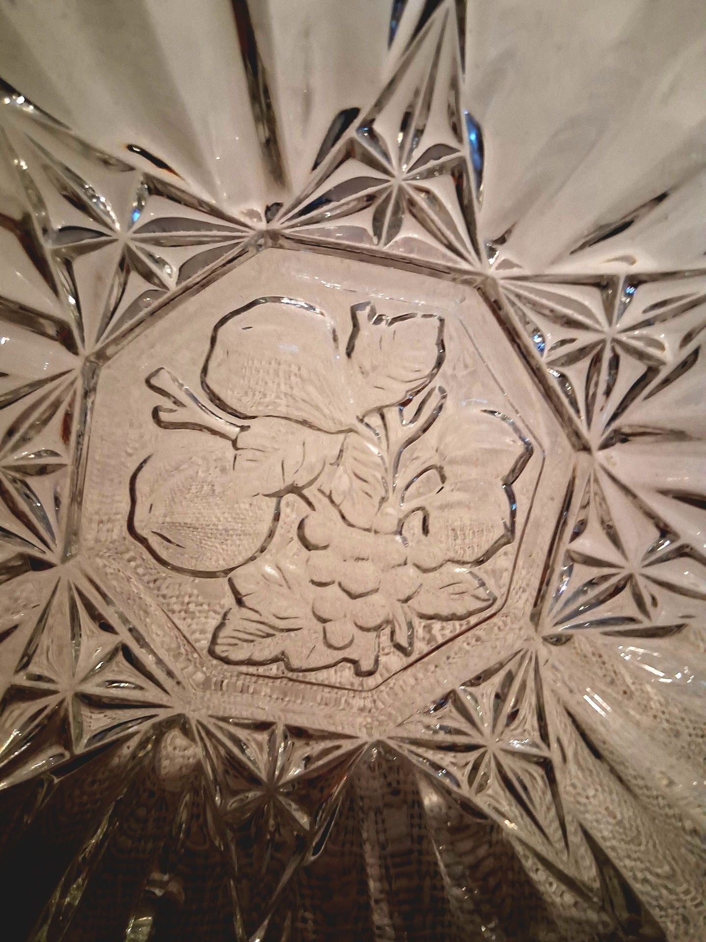 Clear Pressed Glass Dish With Floral Center 5
