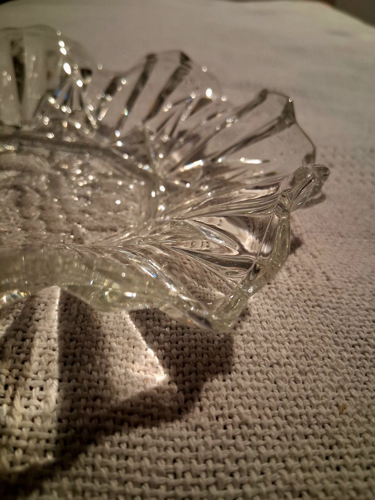 Clear Pressed Glass Dish With Floral Center 6