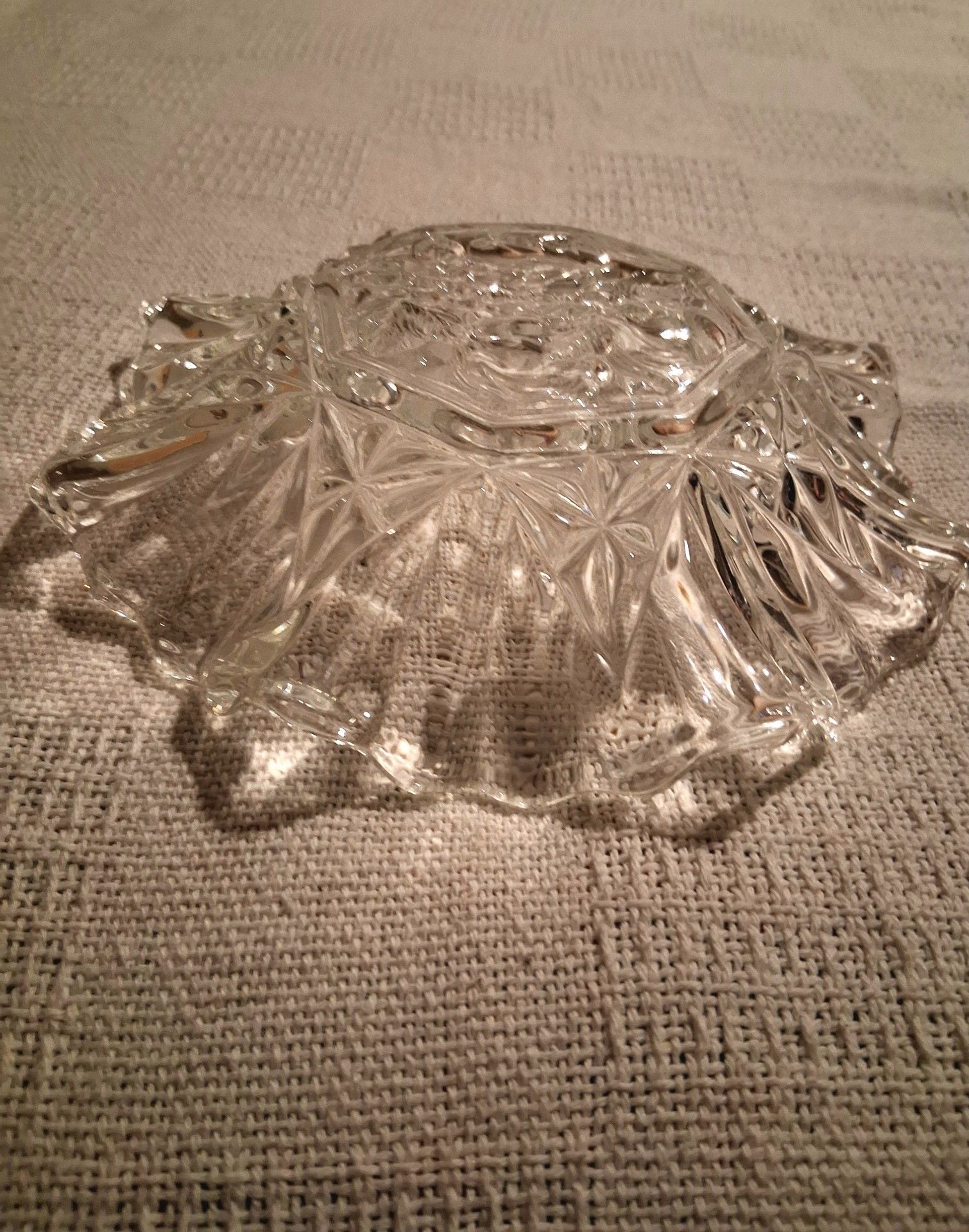 Clear Pressed Glass Dish With Floral Center 7
