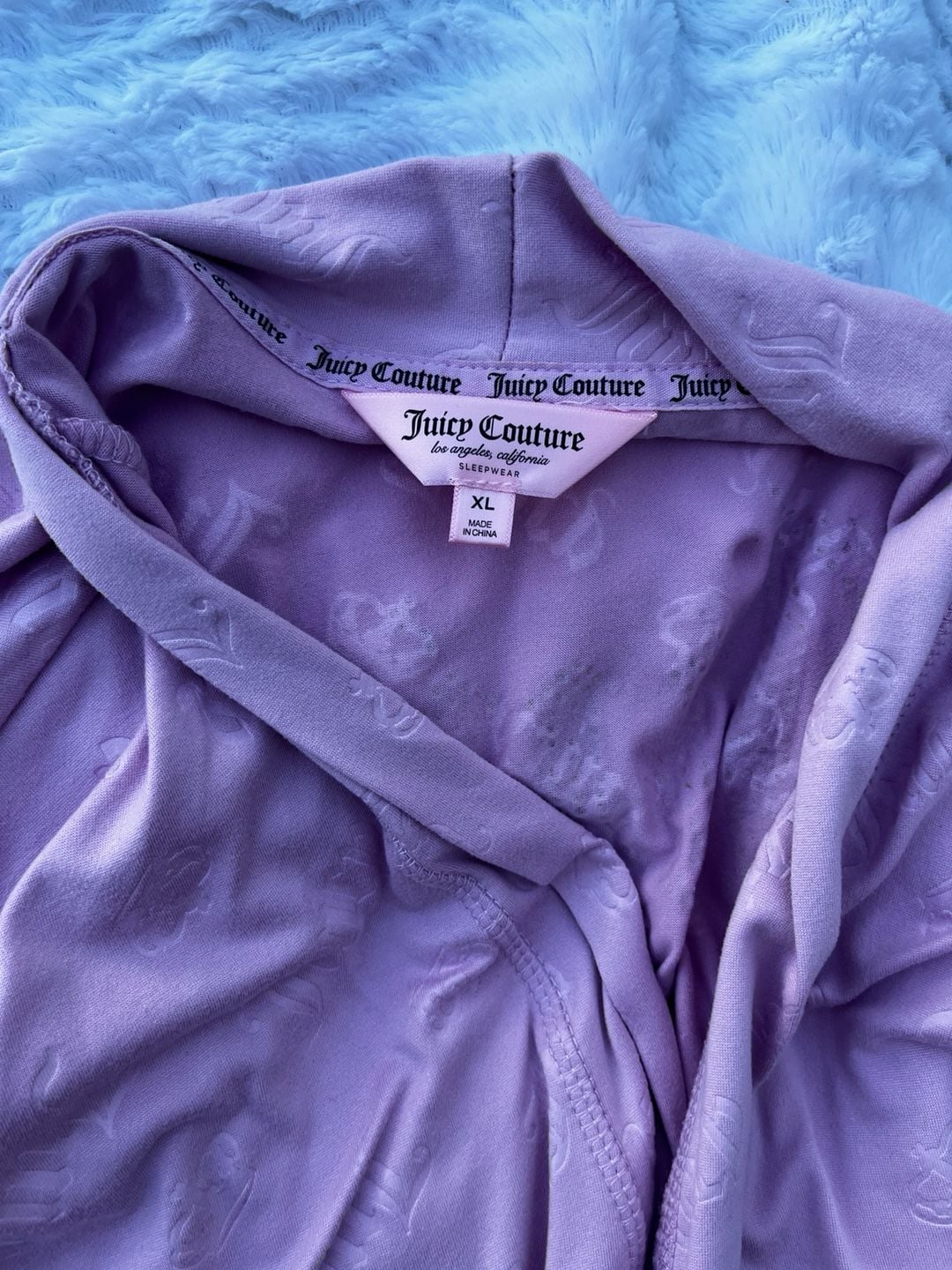 Juicy Couture Robe Womens L/XL Purple Velour Kimono Belted Logo ..., 4