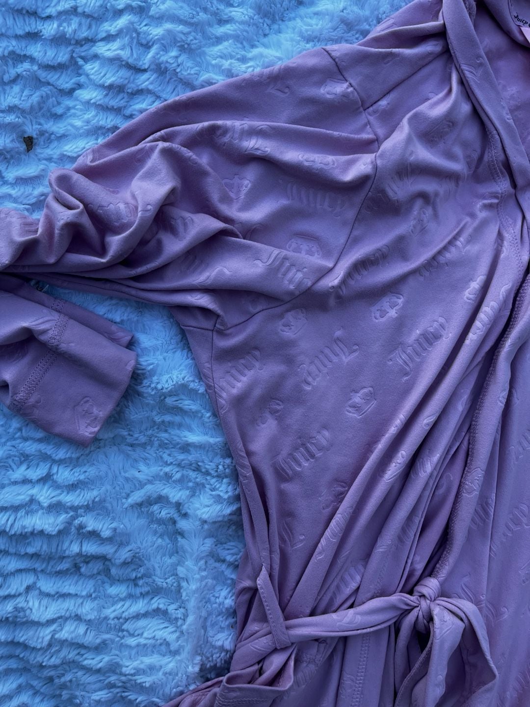 Juicy Couture Robe Womens L/XL Purple Velour Kimono Belted Logo ..., 5