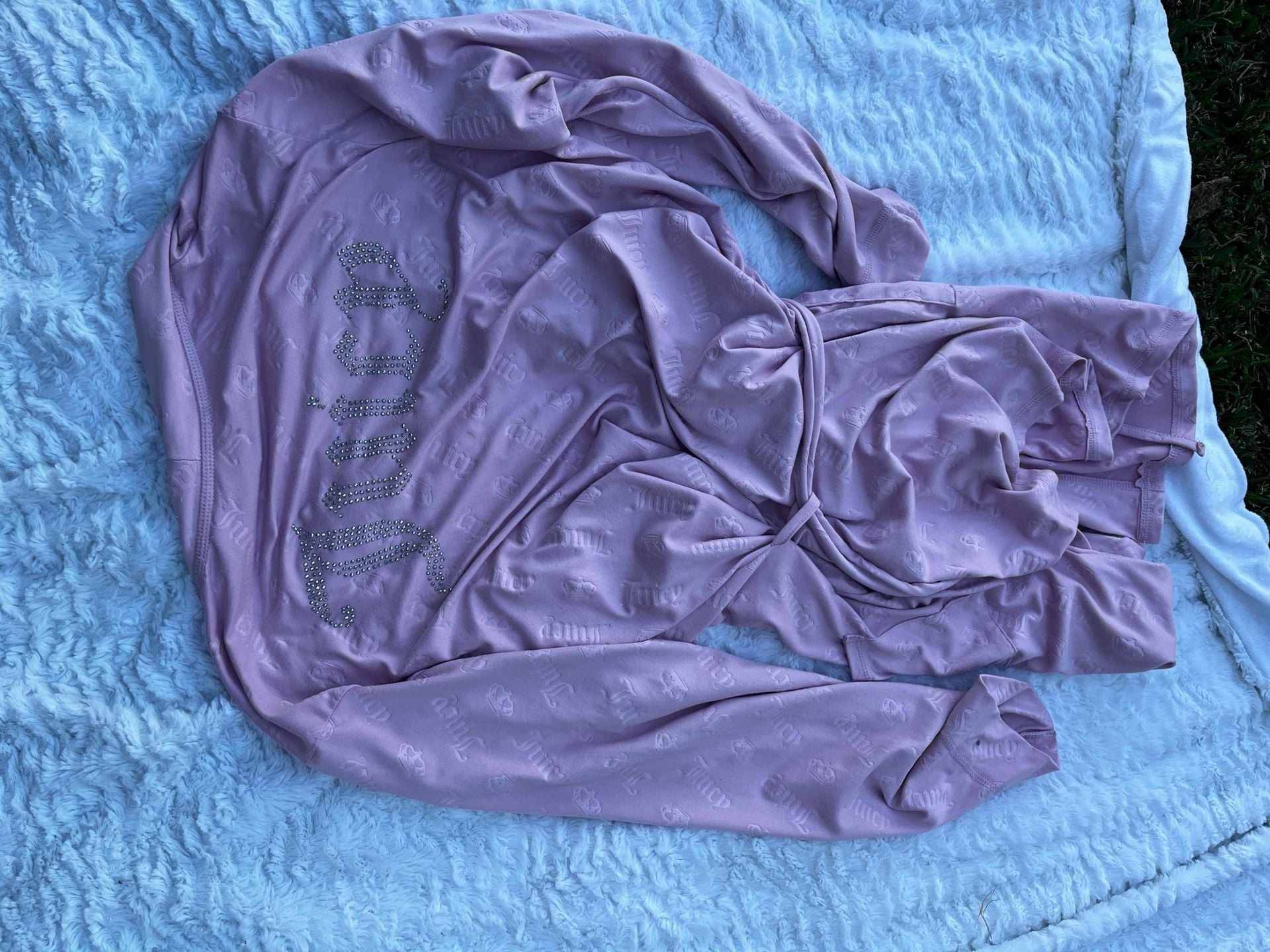 Juicy Couture Robe Womens L/XL Purple Velour Kimono Belted Logo ..., 7