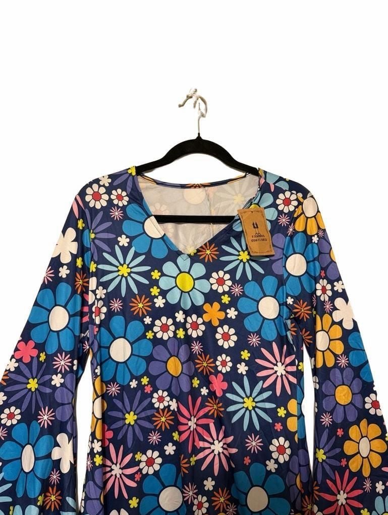 Fashion Costumes 60s 70s Floral Bell Sleeve Dress 3