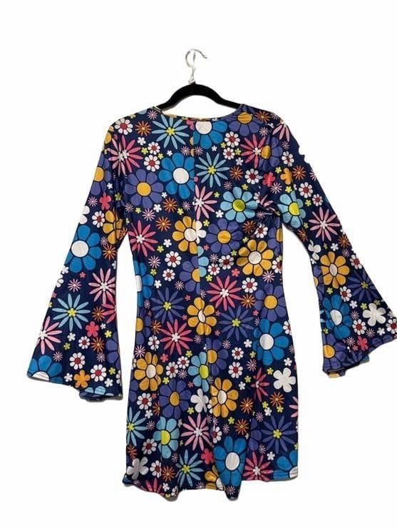Fashion Costumes 60s 70s Floral Bell Sleeve Dress 4
