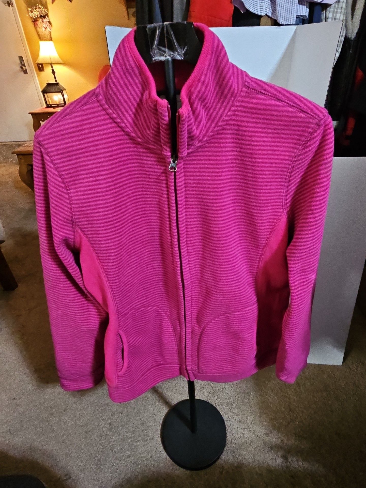 Old Navy Fleece Jacket Size L Pink Full Zip Mock Neck 2