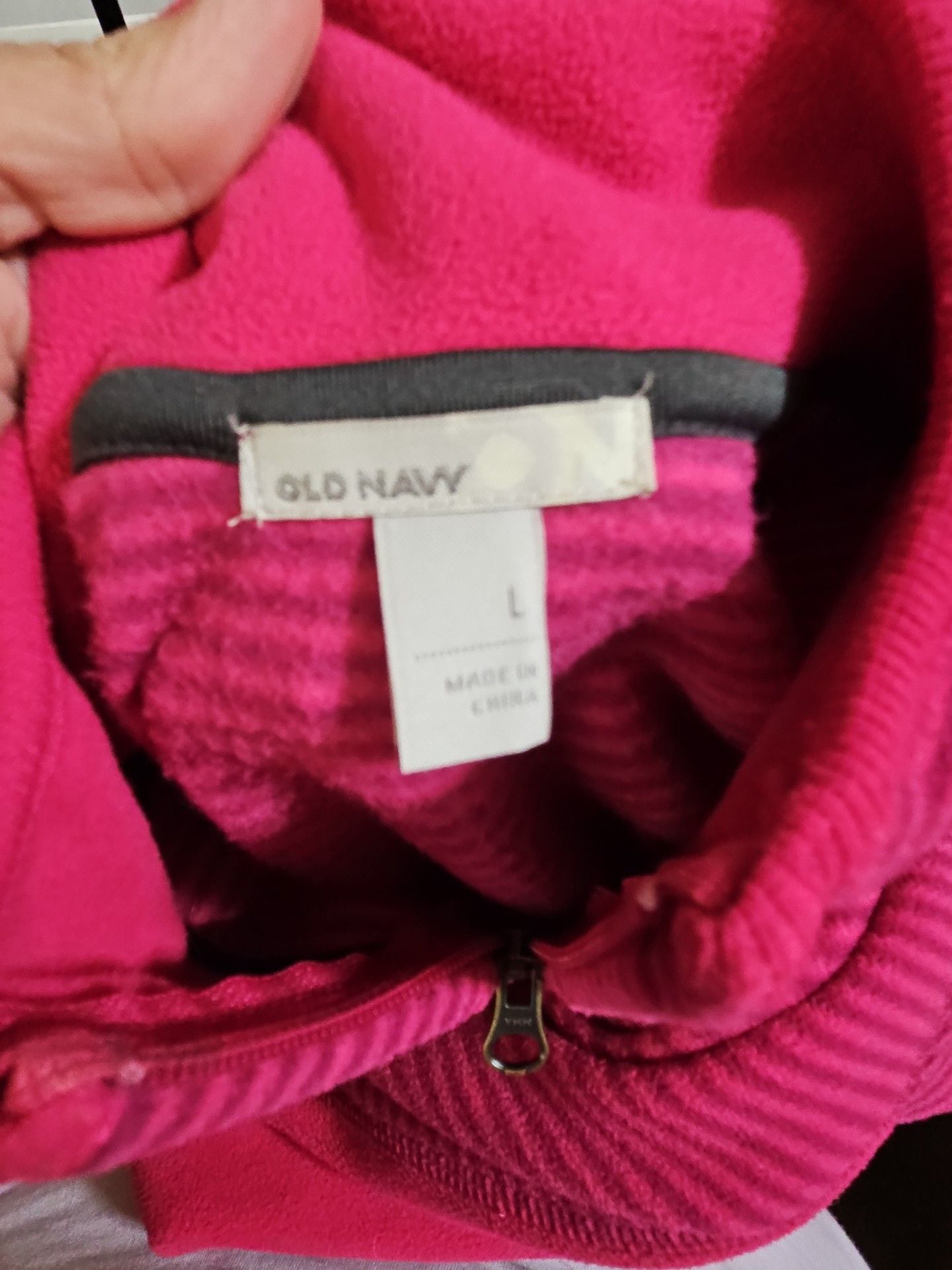 Old Navy Fleece Jacket Size L Pink Full Zip Mock Neck 4