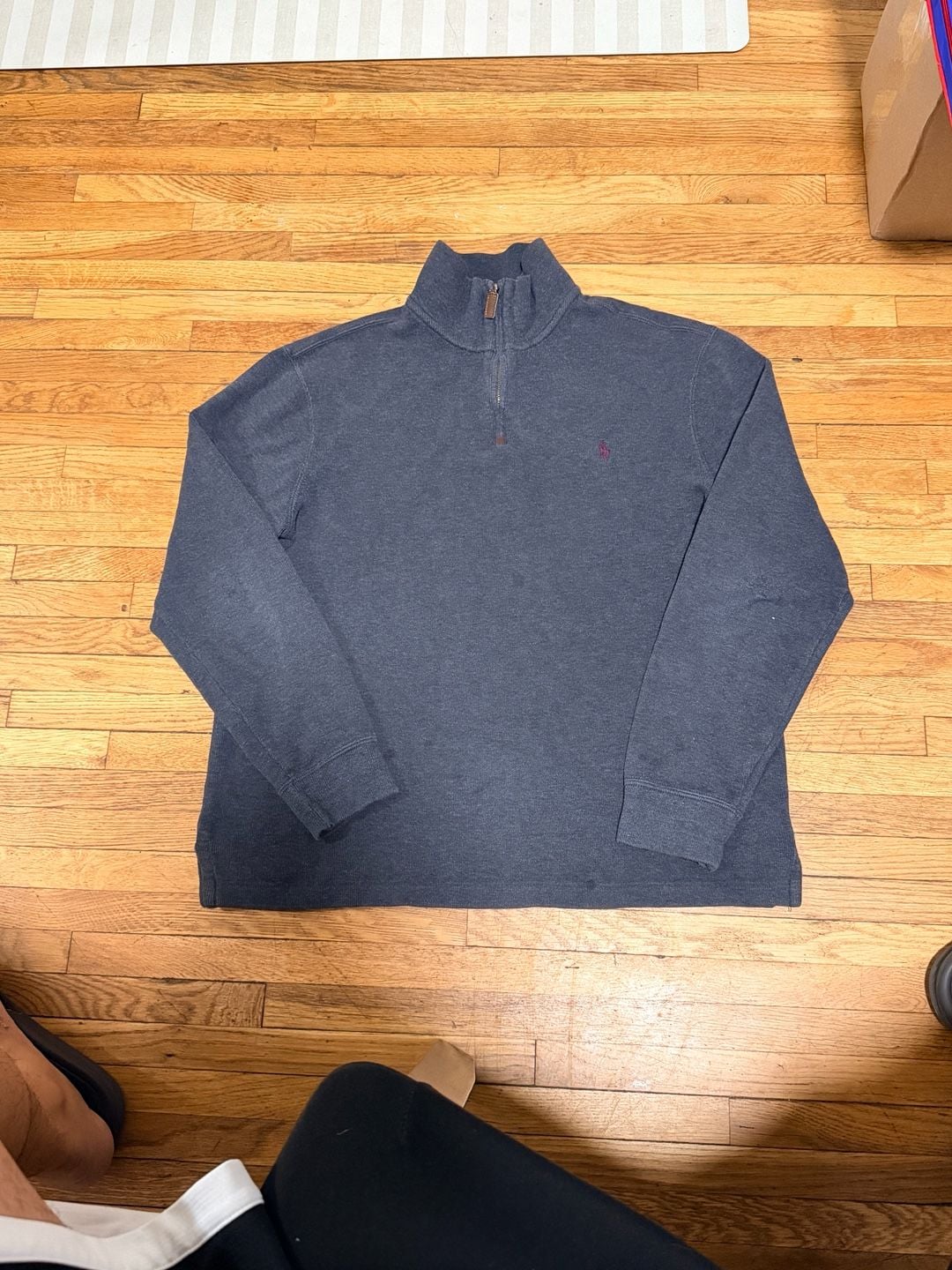 Polo by Ralph Lauren Quarter Zip Sweater Size M Gray Cotton 2