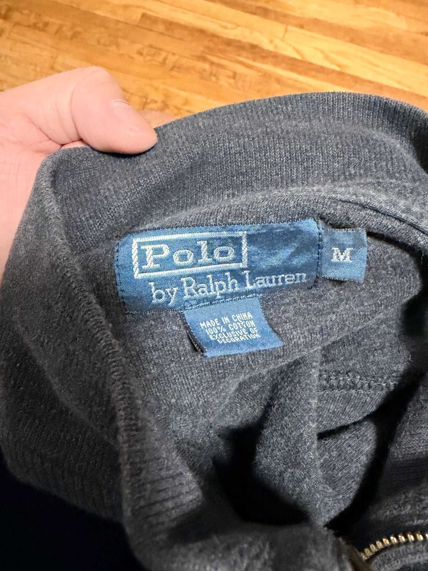 Polo by Ralph Lauren Quarter Zip Sweater Size M Gray Cotton 4